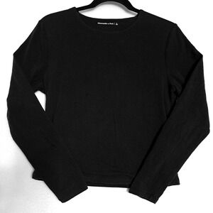 Abercrombie Fitch Double Lined Long Sleeve Tee Womens Large Black Bra Free Slim